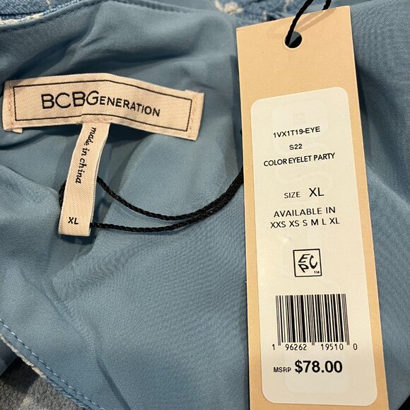 BCBGeneration TOP Large or XL Flutter Strap Bow Tie Crop Color Eyelet Party New - Picture 13 of 15